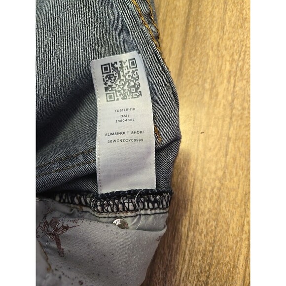 2- True Religion Cut Off Jean Shorts Denim Blue Distressed size 18 28"x11" - Picture 9 of 9